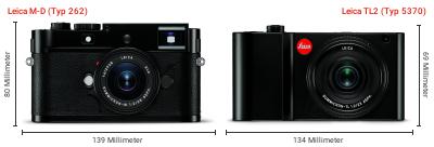 Größenvergleich: Leica M-D (Typ 262) vs. Leica TL2 (Typ 5370) Größenvergleich: Leica M-D (Typ 262) vs. Leica TL2 (Typ 5370)