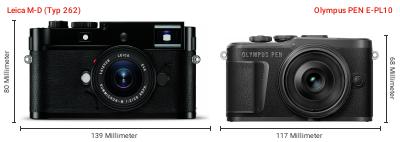 Größenvergleich: Leica M-D (Typ 262) vs. OM System PEN E-PL10 Größenvergleich: Leica M-D (Typ 262) vs. OM System PEN E-PL10
