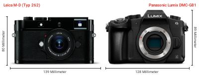 Größenvergleich: Leica M-D (Typ 262) vs. Panasonic Lumix DMC-G81 Größenvergleich: Leica M-D (Typ 262) vs. Panasonic Lumix DMC-G81