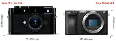 Größenvergleich: Leica M-D (Typ 262) vs. Sony Alpha 6500 Größenvergleich: Leica M-D (Typ 262) vs. Sony Alpha 6500