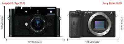 Größenvergleich: Leica M-D (Typ 262) vs. Sony Alpha 6600