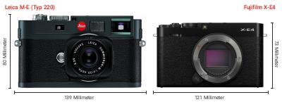 Größenvergleich: Leica M-E (Typ 220) vs. Fujifilm X-E4