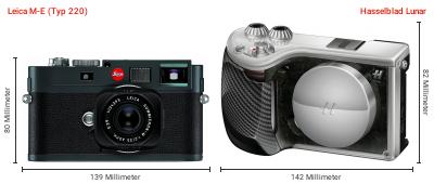 Größenvergleich: Leica M-E (Typ 220) vs. Hasselblad Lunar Größenvergleich: Leica M-E (Typ 220) vs. Hasselblad Lunar