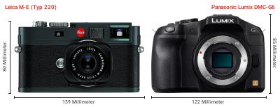 Größenvergleich: Leica M-E (Typ 220) vs. Panasonic Lumix DMC-G6 Größenvergleich: Leica M-E (Typ 220) vs. Panasonic Lumix DMC-G6