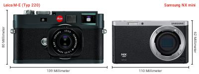 Größenvergleich: Leica M-E (Typ 220) vs. Samsung NX mini Größenvergleich: Leica M-E (Typ 220) vs. Samsung NX mini