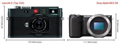 Größenvergleich: Leica M-E (Typ 220) vs. Sony Alpha NEX-5R Größenvergleich: Leica M-E (Typ 220) vs. Sony Alpha NEX-5R