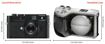 Größenvergleich: Leica M Monochrom vs. Hasselblad Lunar Größenvergleich: Leica M Monochrom vs. Hasselblad Lunar
