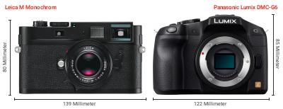 Größenvergleich: Leica M Monochrom vs. Panasonic Lumix DMC-G6 Größenvergleich: Leica M Monochrom vs. Panasonic Lumix DMC-G6