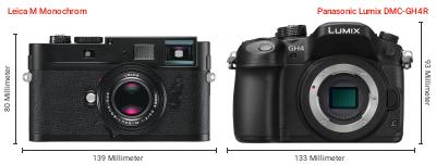Größenvergleich: Leica M Monochrom vs. Panasonic Lumix DMC-GH4R Größenvergleich: Leica M Monochrom vs. Panasonic Lumix DMC-GH4R