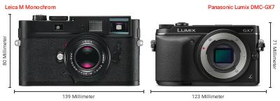 Größenvergleich: Leica M Monochrom vs. Panasonic Lumix DMC-GX7 Größenvergleich: Leica M Monochrom vs. Panasonic Lumix DMC-GX7