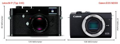 Größenvergleich: Leica M-P (Typ 240) vs. Canon EOS M200 Größenvergleich: Leica M-P (Typ 240) vs. Canon EOS M200