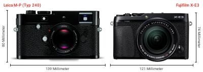 Größenvergleich: Leica M-P (Typ 240) vs. Fujifilm X-E3 Größenvergleich: Leica M-P (Typ 240) vs. Fujifilm X-E3