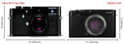 Größenvergleich: Leica M-P (Typ 240) vs. Fujifilm X-E4 Größenvergleich: Leica M-P (Typ 240) vs. Fujifilm X-E4