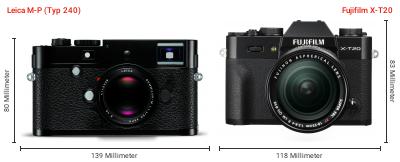Größenvergleich: Leica M-P (Typ 240) vs. Fujifilm X-T20 Größenvergleich: Leica M-P (Typ 240) vs. Fujifilm X-T20