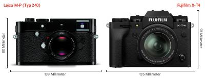 Größenvergleich: Leica M-P (Typ 240) vs. Fujifilm X-T4 Größenvergleich: Leica M-P (Typ 240) vs. Fujifilm X-T4