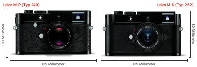 Größenvergleich: Leica M-P (Typ 240) vs. Leica M-D (Typ 262) Größenvergleich: Leica M-P (Typ 240) vs. Leica M-D (Typ 262)