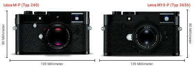 Größenvergleich: Leica M-P (Typ 240) vs. Leica M10-P (Typ 3656) Größenvergleich: Leica M-P (Typ 240) vs. Leica M10-P (Typ 3656)