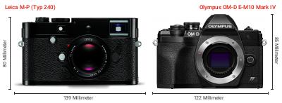 Größenvergleich: Leica M-P (Typ 240) vs. OM System OM-D E-M10 Mark IV Größenvergleich: Leica M-P (Typ 240) vs. OM System OM-D E-M10 Mark IV