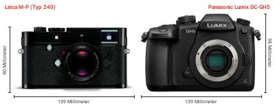 Größenvergleich: Leica M-P (Typ 240) vs. Panasonic Lumix DC-GH5