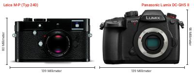 Größenvergleich: Leica M-P (Typ 240) vs. Panasonic Lumix DC-GH5 II Größenvergleich: Leica M-P (Typ 240) vs. Panasonic Lumix DC-GH5 II