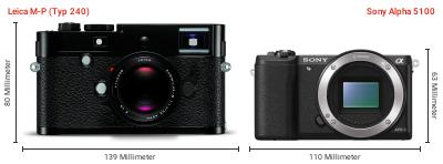 Größenvergleich: Leica M-P (Typ 240) vs. Sony Alpha 5100 Größenvergleich: Leica M-P (Typ 240) vs. Sony Alpha 5100