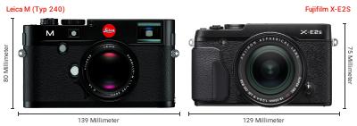 Größenvergleich: Leica M (Typ 240) vs. Fujifilm X-E2S Größenvergleich: Leica M (Typ 240) vs. Fujifilm X-E2S