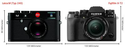 Größenvergleich: Leica M (Typ 240) vs. Fujifilm X-T2