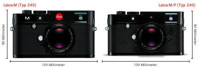 Größenvergleich: Leica M (Typ 240) vs. Leica M-P (Typ 240) Größenvergleich: Leica M (Typ 240) vs. Leica M-P (Typ 240)