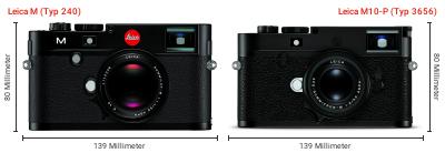 Größenvergleich: Leica M (Typ 240) vs. Leica M10-P (Typ 3656) Größenvergleich: Leica M (Typ 240) vs. Leica M10-P (Typ 3656)