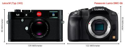 Größenvergleich: Leica M (Typ 240) vs. Panasonic Lumix DMC-G6 Größenvergleich: Leica M (Typ 240) vs. Panasonic Lumix DMC-G6