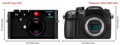 Größenvergleich: Leica M (Typ 240) vs. Panasonic Lumix DMC-GH4