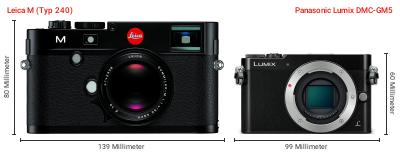 Größenvergleich: Leica M (Typ 240) vs. Panasonic Lumix DMC-GM5 Größenvergleich: Leica M (Typ 240) vs. Panasonic Lumix DMC-GM5