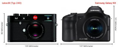 Größenvergleich: Leica M (Typ 240) vs. Samsung Galaxy NX Größenvergleich: Leica M (Typ 240) vs. Samsung Galaxy NX