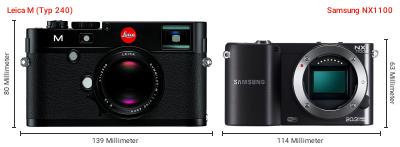 Größenvergleich: Leica M (Typ 240) vs. Samsung NX1100 Größenvergleich: Leica M (Typ 240) vs. Samsung NX1100