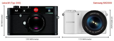 Größenvergleich: Leica M (Typ 240) vs. Samsung NX2000 Größenvergleich: Leica M (Typ 240) vs. Samsung NX2000