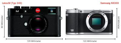 Größenvergleich: Leica M (Typ 240) vs. Samsung NX300 Größenvergleich: Leica M (Typ 240) vs. Samsung NX300