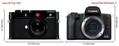 Größenvergleich: Leica M (Typ 262) vs. Canon EOS M50 Mark II Größenvergleich: Leica M (Typ 262) vs. Canon EOS M50 Mark II