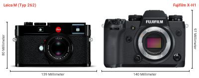 Größenvergleich: Leica M (Typ 262) vs. Fujifilm X-H1 Größenvergleich: Leica M (Typ 262) vs. Fujifilm X-H1