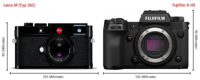 Größenvergleich: Leica M (Typ 262) vs. Fujifilm X-H2 Größenvergleich: Leica M (Typ 262) vs. Fujifilm X-H2