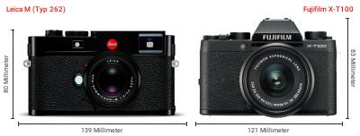 Größenvergleich: Leica M (Typ 262) vs. Fujifilm X-T100 Größenvergleich: Leica M (Typ 262) vs. Fujifilm X-T100