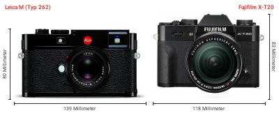 Größenvergleich: Leica M (Typ 262) vs. Fujifilm X-T20 Größenvergleich: Leica M (Typ 262) vs. Fujifilm X-T20