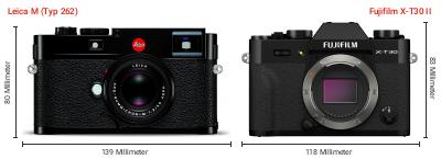 Größenvergleich: Leica M (Typ 262) vs. Fujifilm X-T30 II