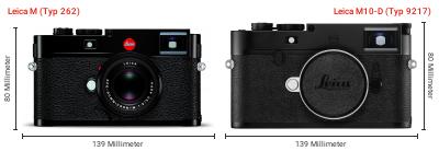 Größenvergleich: Leica M (Typ 262) vs. Leica M10-D (Typ 9217) Größenvergleich: Leica M (Typ 262) vs. Leica M10-D (Typ 9217)