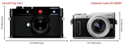 Größenvergleich: Leica M (Typ 262) vs. Panasonic Lumix DC-GX880 Größenvergleich: Leica M (Typ 262) vs. Panasonic Lumix DC-GX880