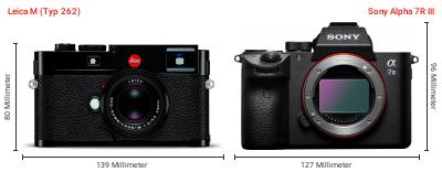 Größenvergleich: Leica M (Typ 262) vs. Sony Alpha 7R III Größenvergleich: Leica M (Typ 262) vs. Sony Alpha 7R III