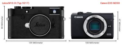 Größenvergleich: Leica M10-D (Typ 9217) vs. Canon EOS M200 Größenvergleich: Leica M10-D (Typ 9217) vs. Canon EOS M200