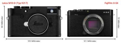 Größenvergleich: Leica M10-D (Typ 9217) vs. Fujifilm X-E4 Größenvergleich: Leica M10-D (Typ 9217) vs. Fujifilm X-E4