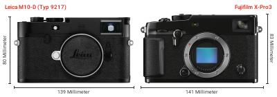 Größenvergleich: Leica M10-D (Typ 9217) vs. Fujifilm X-Pro3 Größenvergleich: Leica M10-D (Typ 9217) vs. Fujifilm X-Pro3