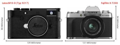 Größenvergleich: Leica M10-D (Typ 9217) vs. Fujifilm X-T200 Größenvergleich: Leica M10-D (Typ 9217) vs. Fujifilm X-T200