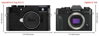 Größenvergleich: Leica M10-D (Typ 9217) vs. Fujifilm X-T30 Größenvergleich: Leica M10-D (Typ 9217) vs. Fujifilm X-T30